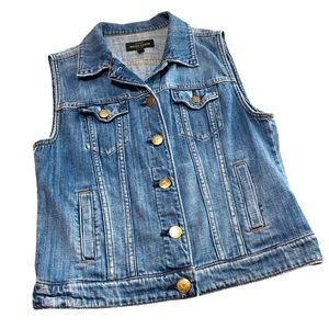 J Crew Indigo Denim Vest Button Down Blue Jean Jacket Womens Size Small